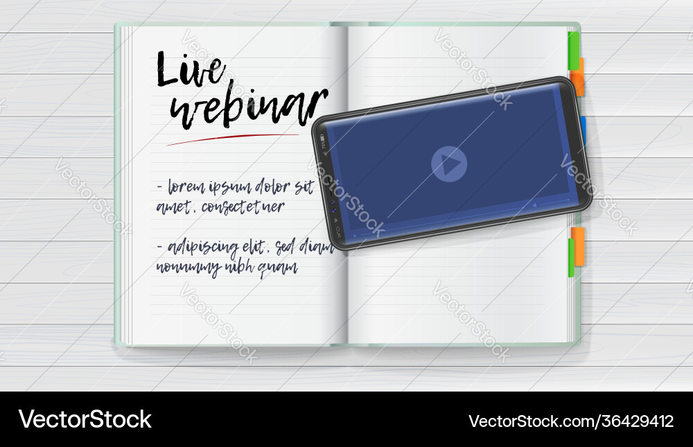Smartphone with app for stream on screen note vector image