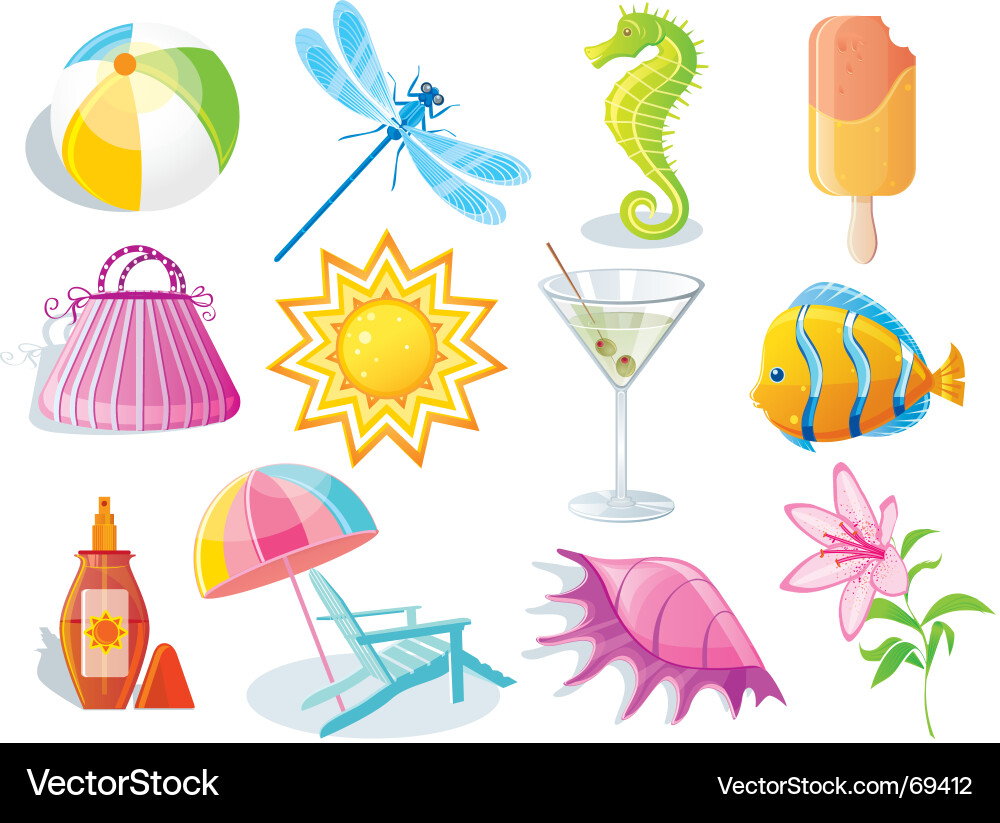 Summer Travel Icon Set vector image