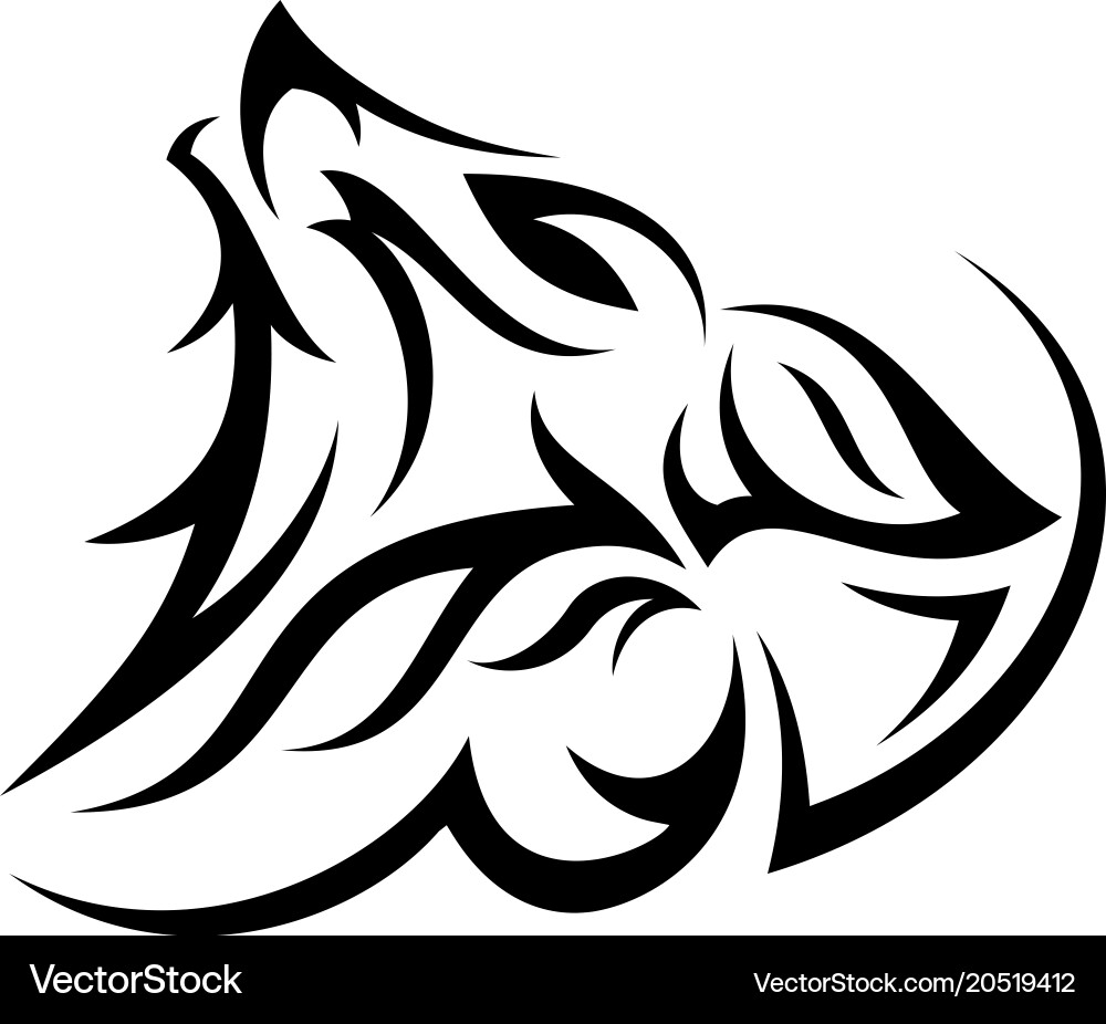 Tribal Wolf Silhouette Vector Image