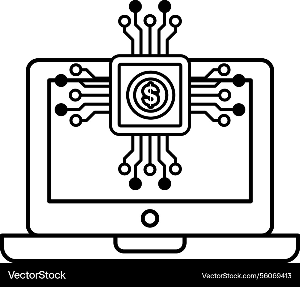 A black and white image of computer screen Vector Image