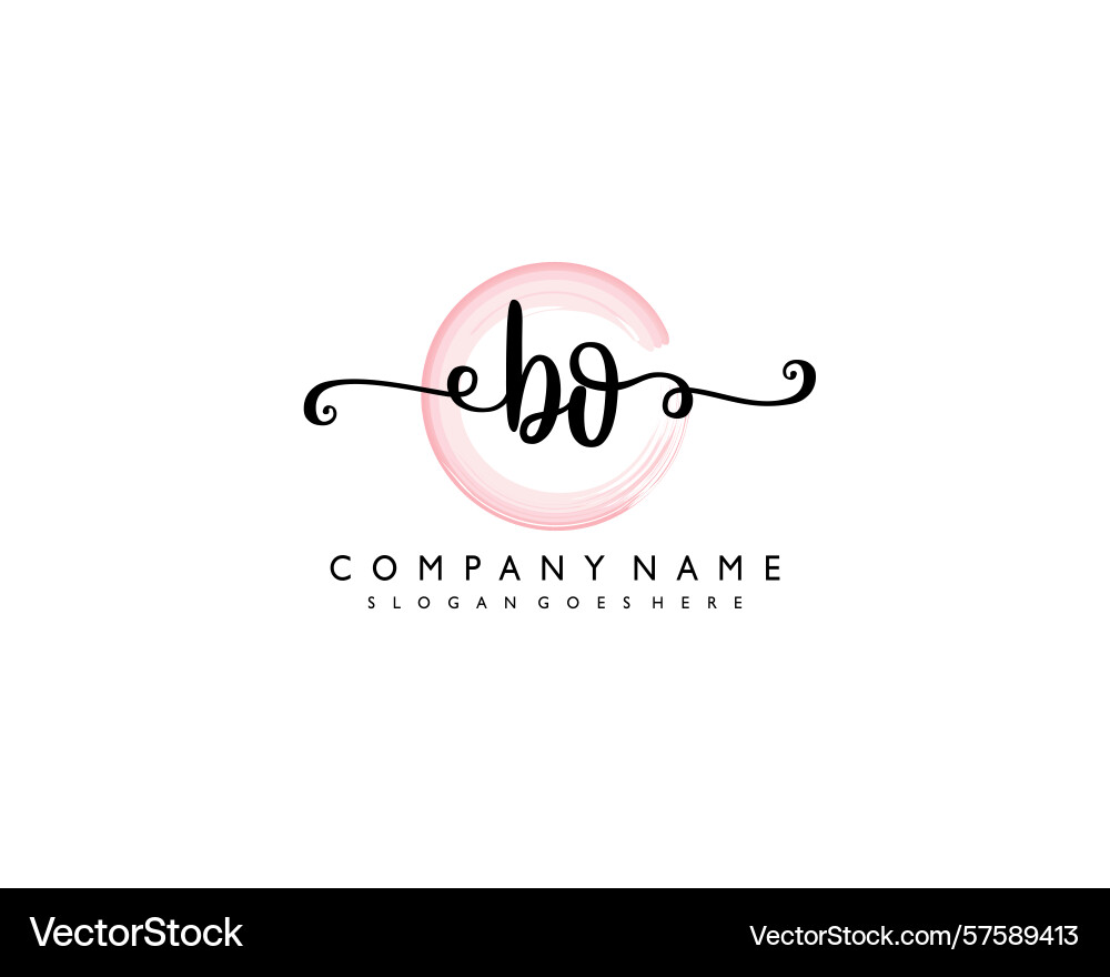 Bo initial handwriting logo design collection Bo initial handwriting logo design collection Vector Image