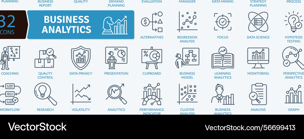 Business analytics icons data analysis Business analytics icons data analysis vector image