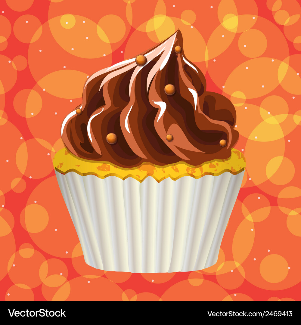 Cake with cream on a colorful background Vector Image