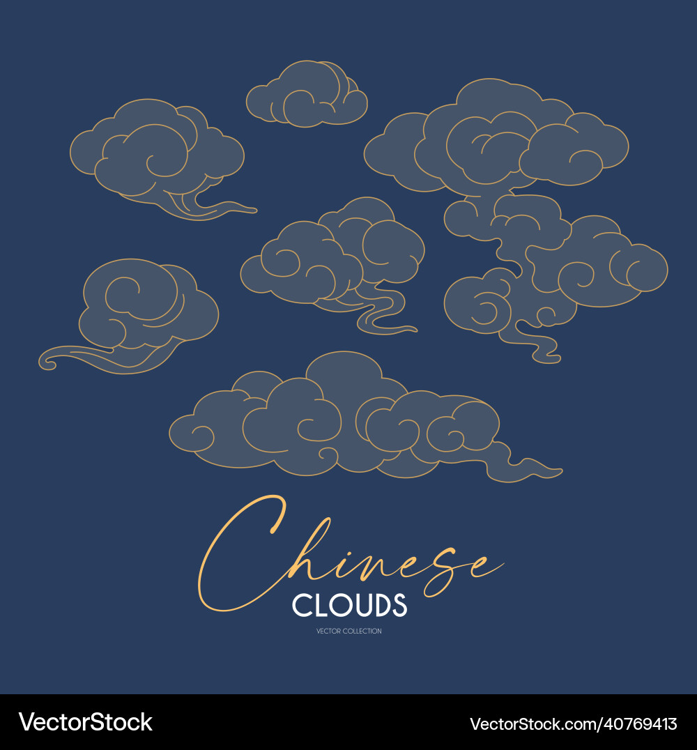 Chinese clouds collection traditional asian Chinese clouds collection traditional asian vector image