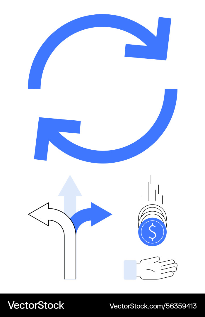Circular flow with arrows decision path coin Circular flow with arrows decision path coin vector image