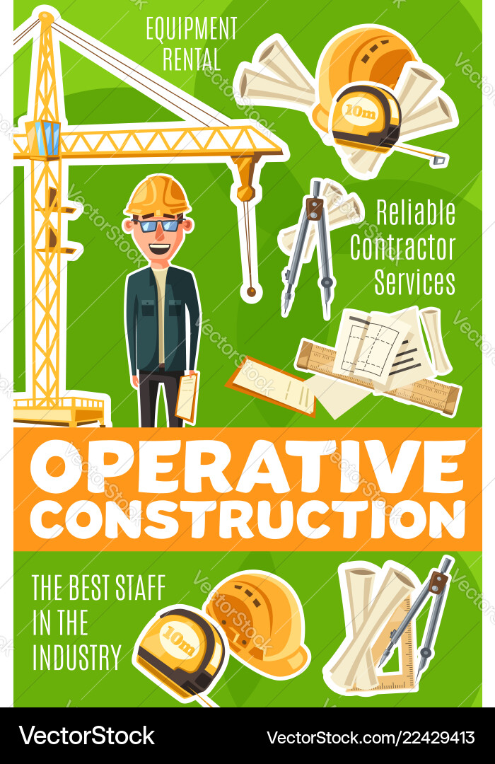 Construction Worker with Tools Royalty Free Vector Image