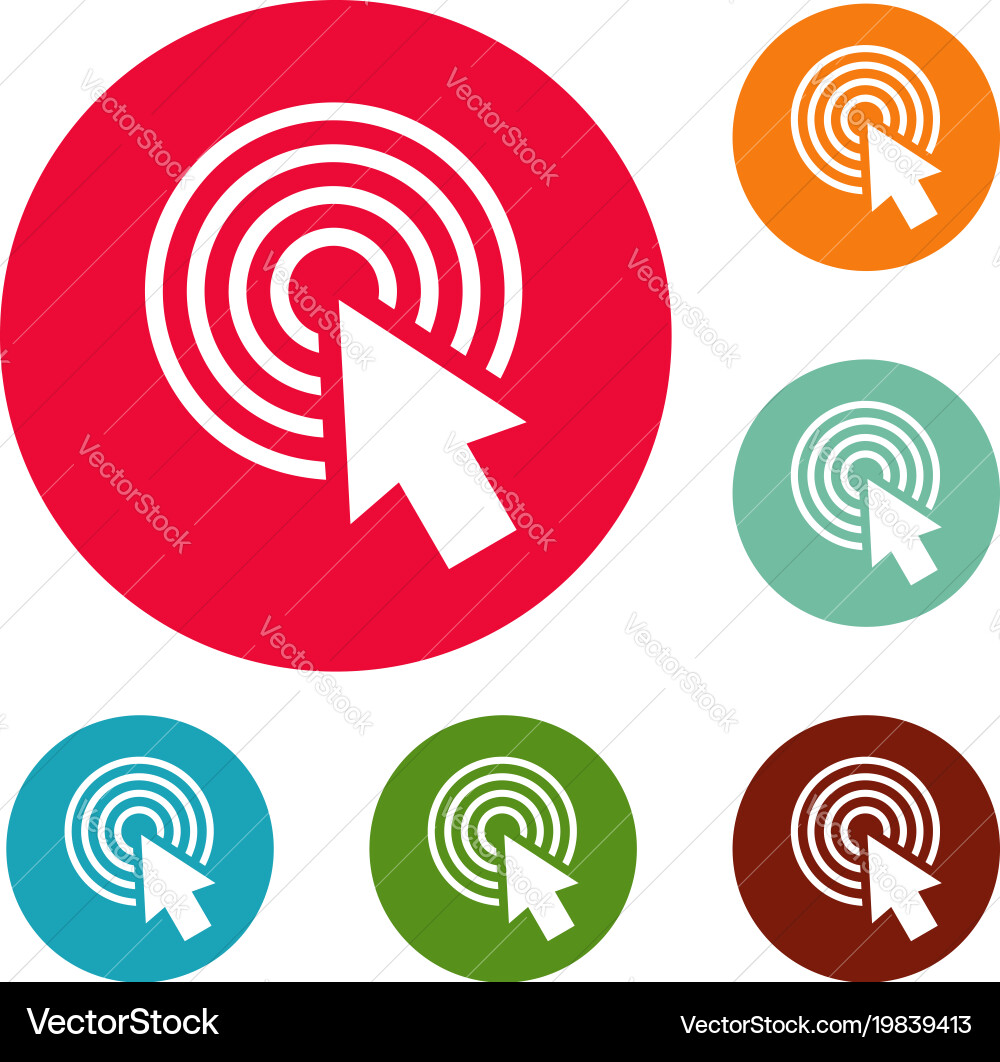 Cursor click round icons circle set vector image