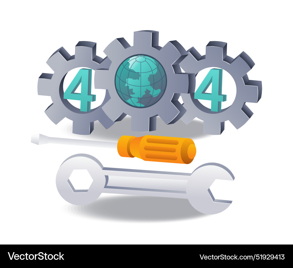 Error code 404 resolution process in internet vector image