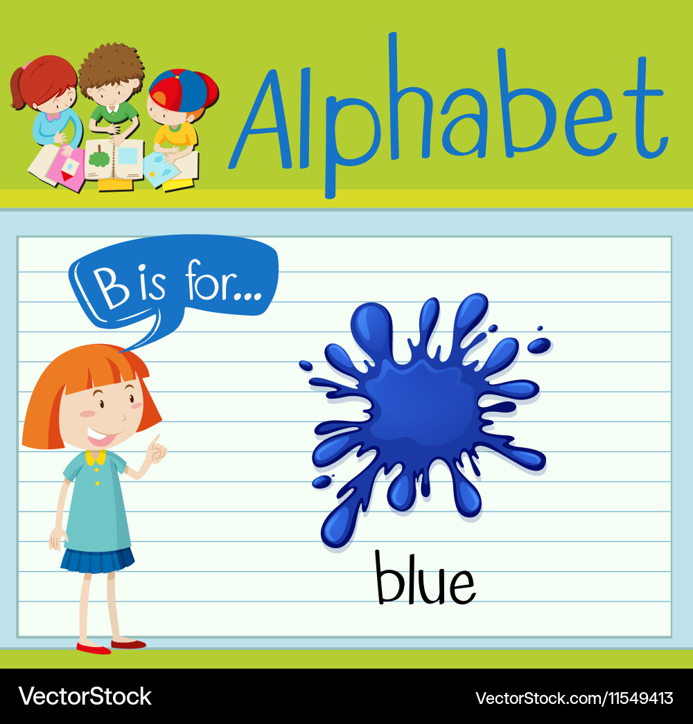Flashcard letter b is for blue Vector Image
