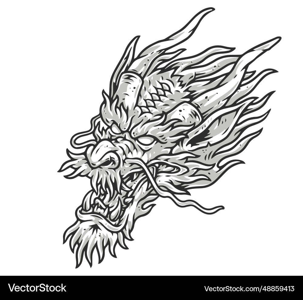 Hell dragon face monochrome logotype Hell dragon face monochrome logotype vector image