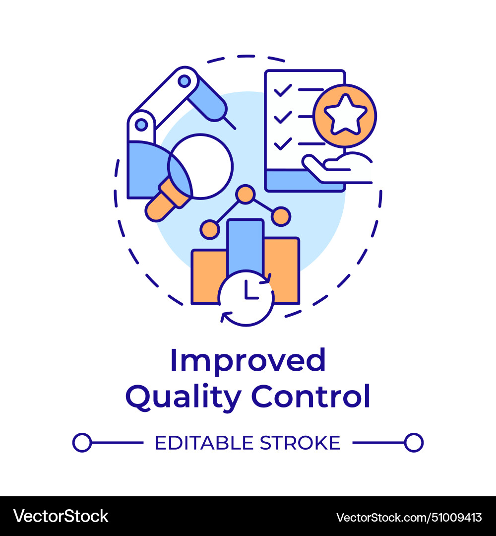 Improved quality control multi color concept icon Improved quality control multi color concept icon Vector Image