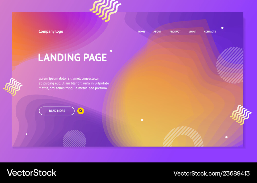 Landing page template on abstract color background Landing page template on abstract color background Vector Image