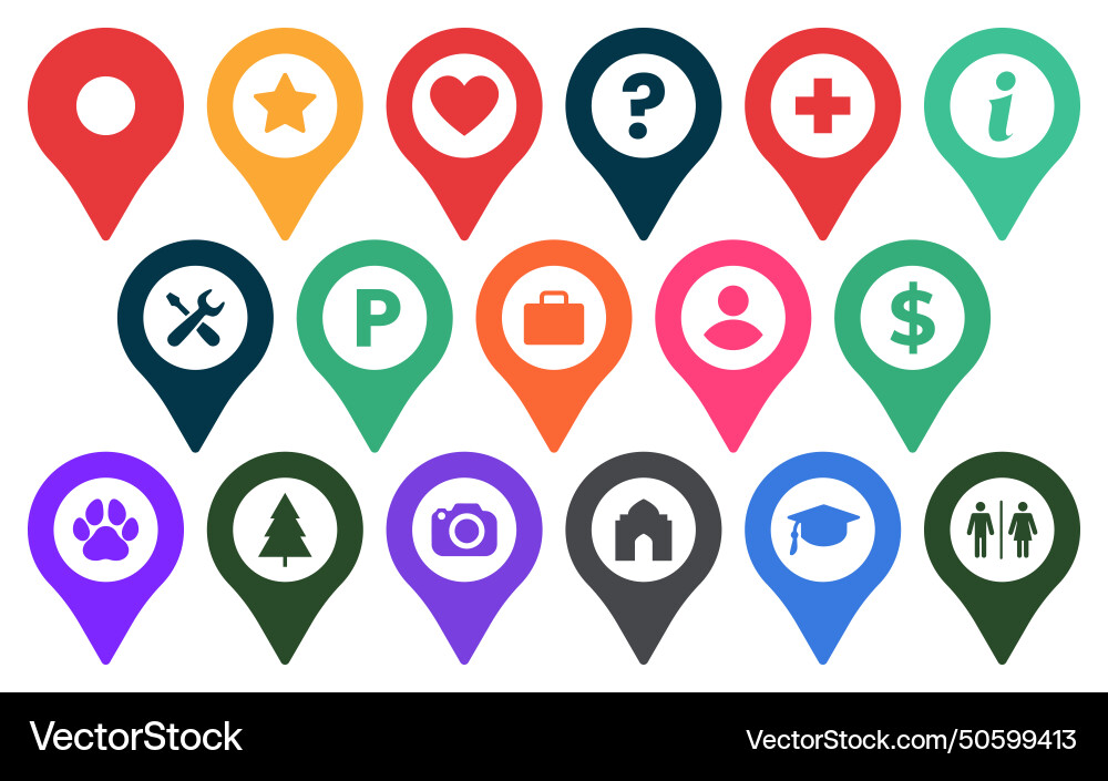 Location map pointers placeholder with colorful Location map pointers placeholder with colorful Vector Image