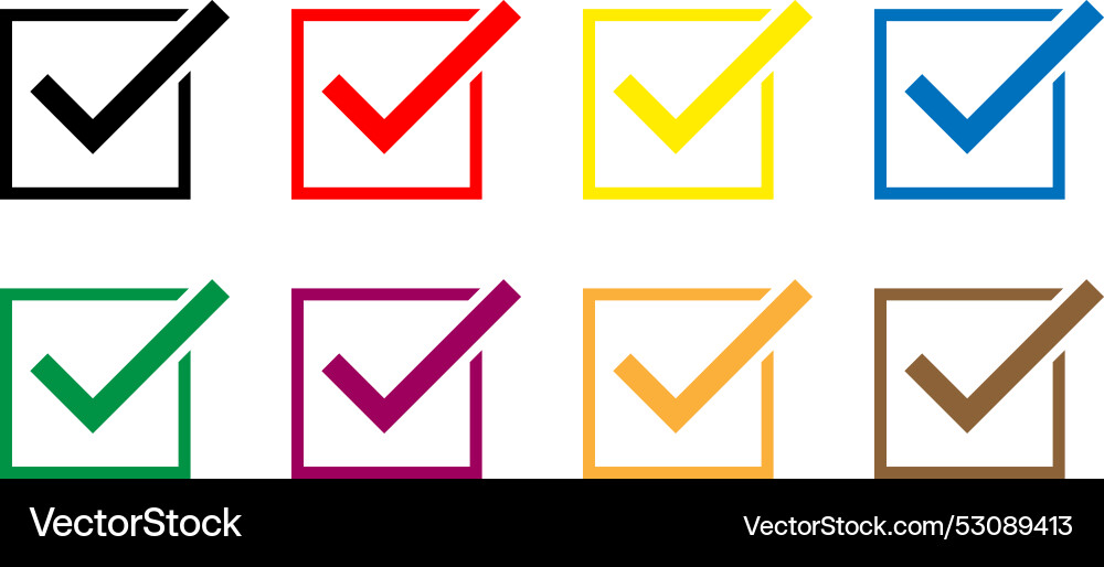Set of different color rectangle check mark Vector Image