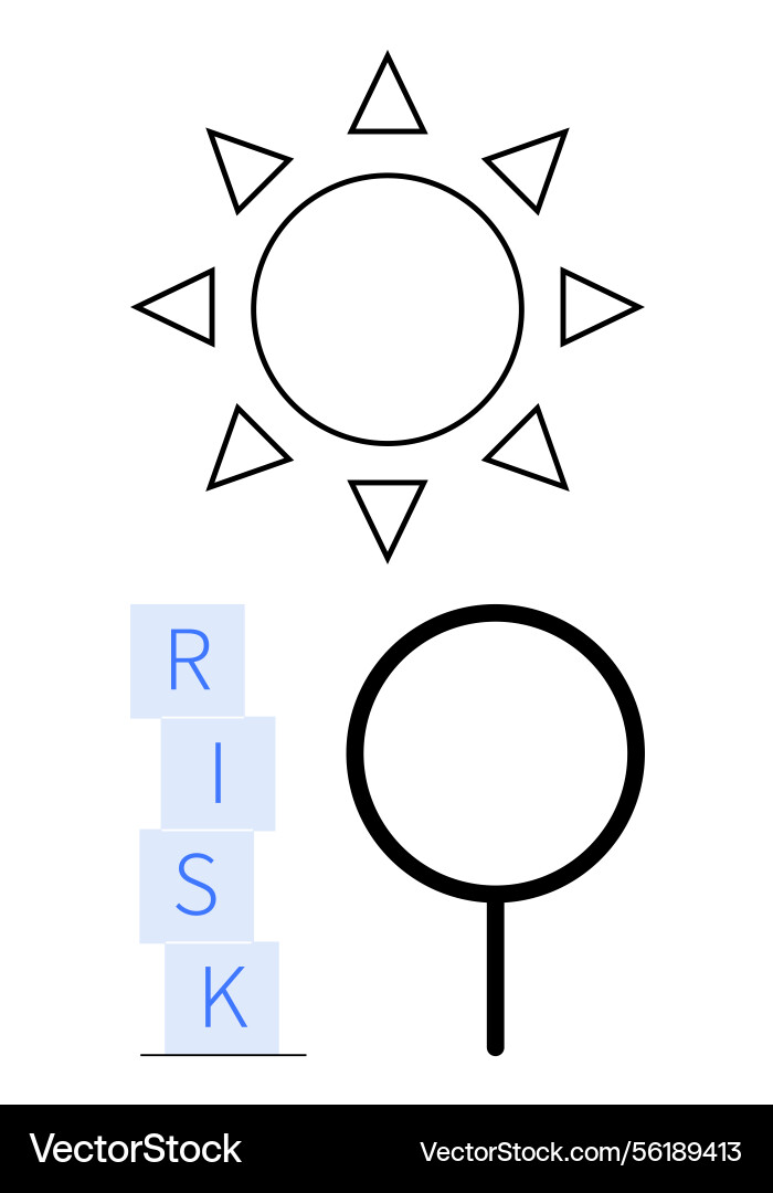 Sun with geometric rays stacked risk blocks Sun with geometric rays stacked risk blocks Vector Image