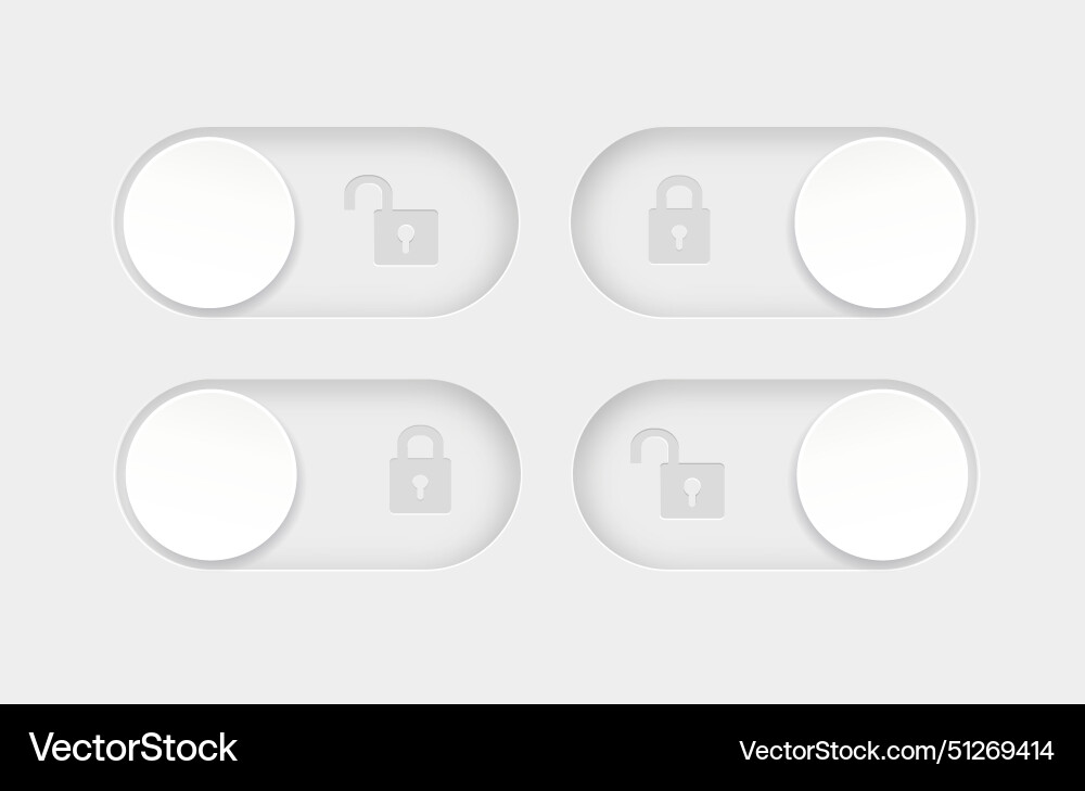 Blocked and unlocked toggle switch buttons vector image
