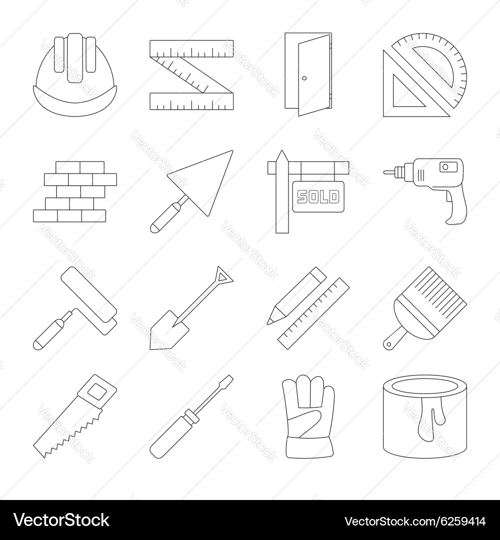 Building line icons set Vector Image