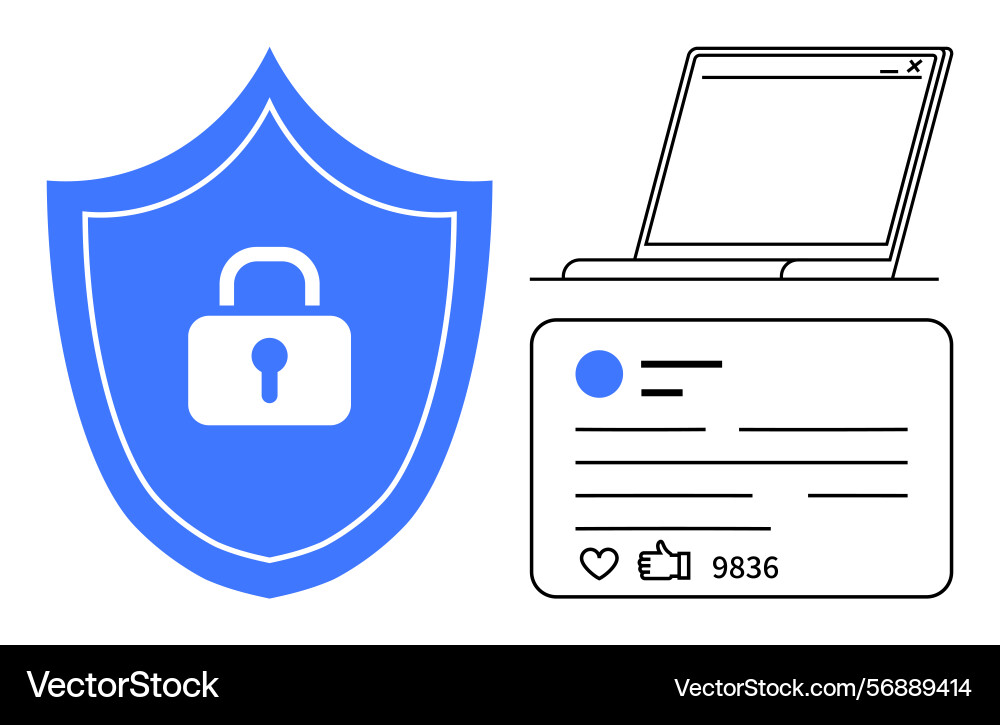 Digital privacy and security concept with shield Digital privacy and security concept with shield Vector Image
