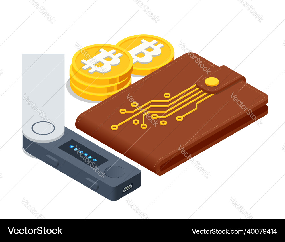 Isometric digital wallet technology vector image