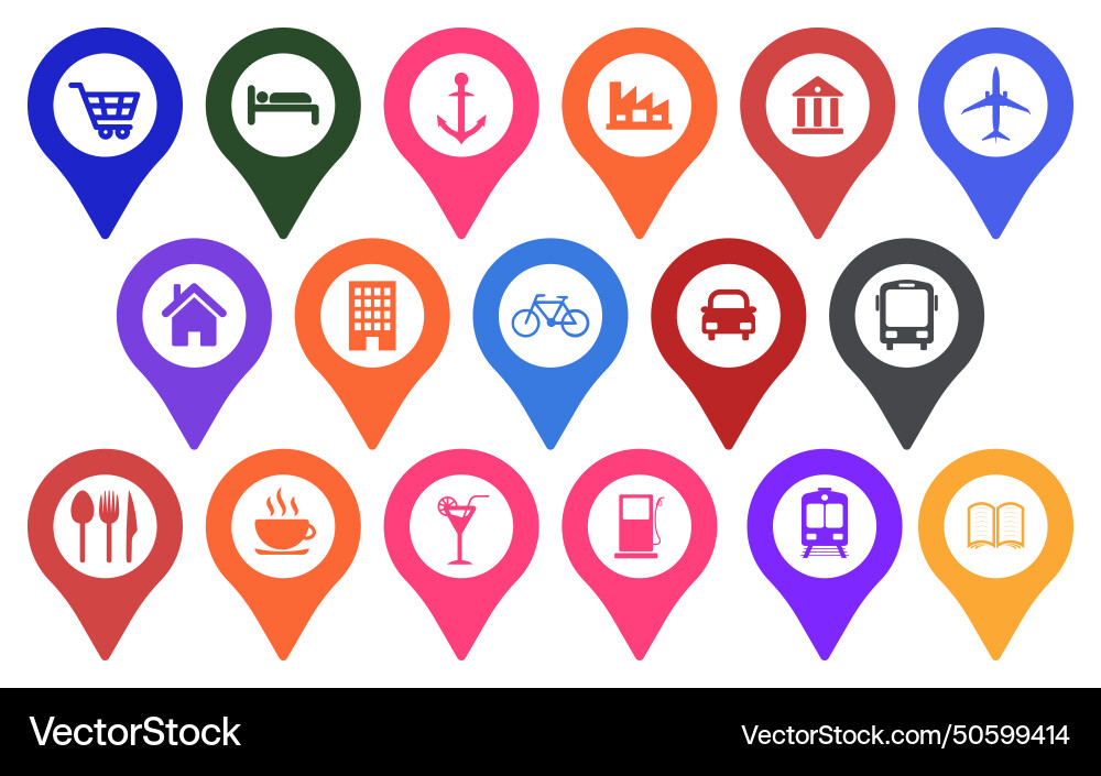 Location map pointers placeholder with colorful Vector Image