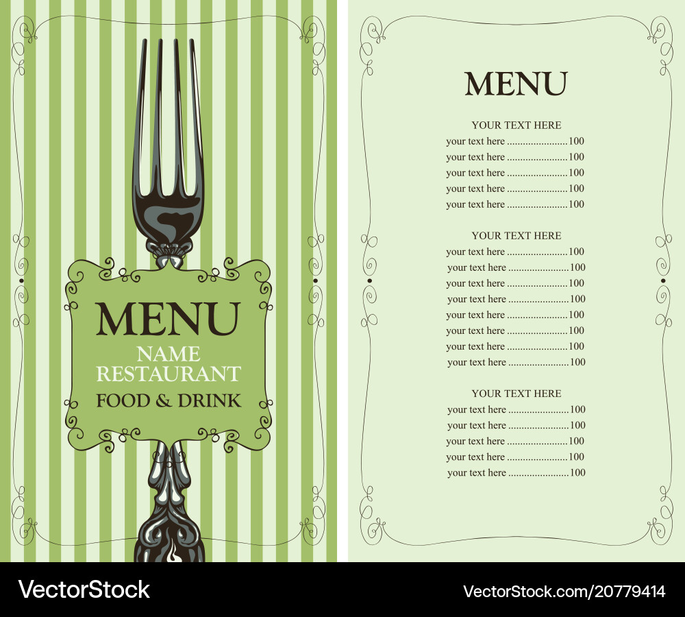Restaurant menu with price list and fork Restaurant menu with price list and fork vector image