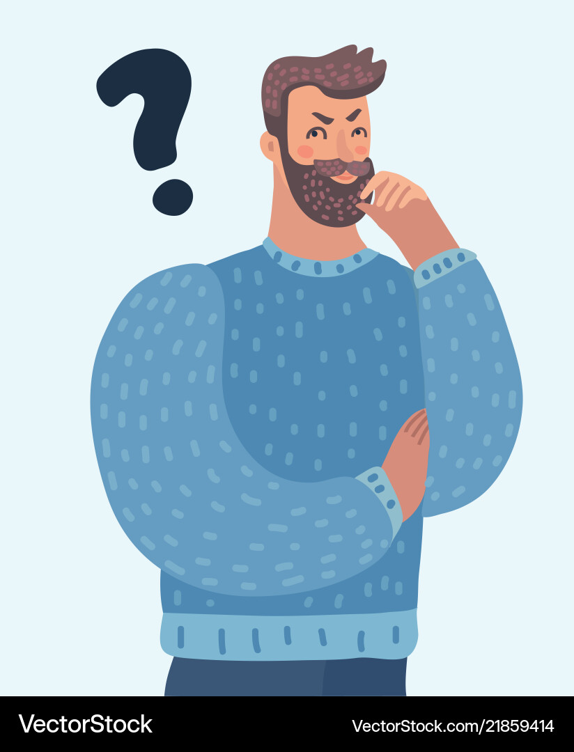 Thinking Man with Question Mark Vector Image