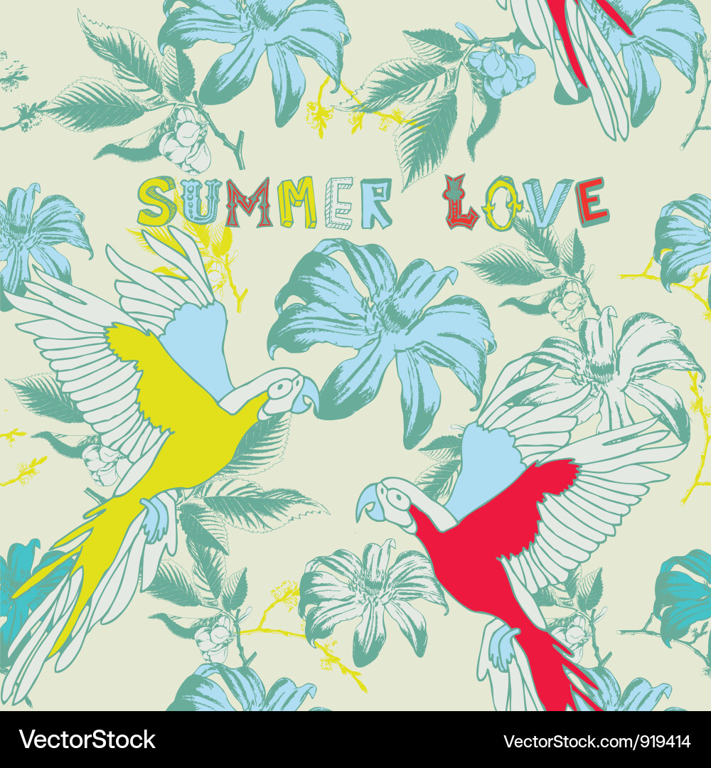 Tropical Floral Love Vector Image