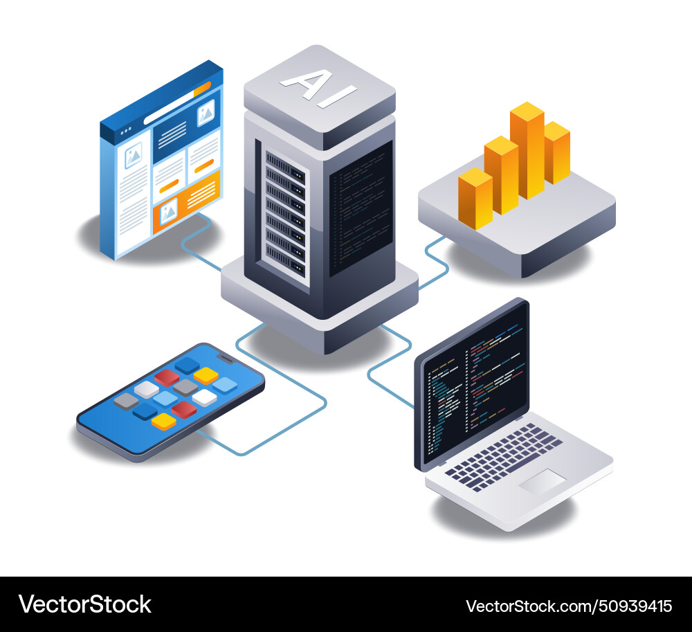 Cloud server web application developer flat Cloud server web application developer flat Vector Image
