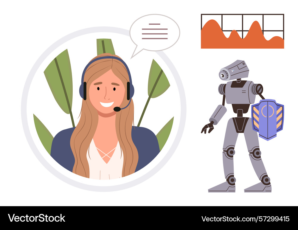 Customer support agent using ai assistant Customer support agent using ai assistant vector image