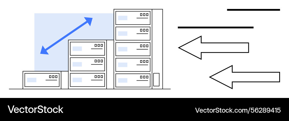 Data server growth with horizontal and vertical Data server growth with horizontal and vertical vector image