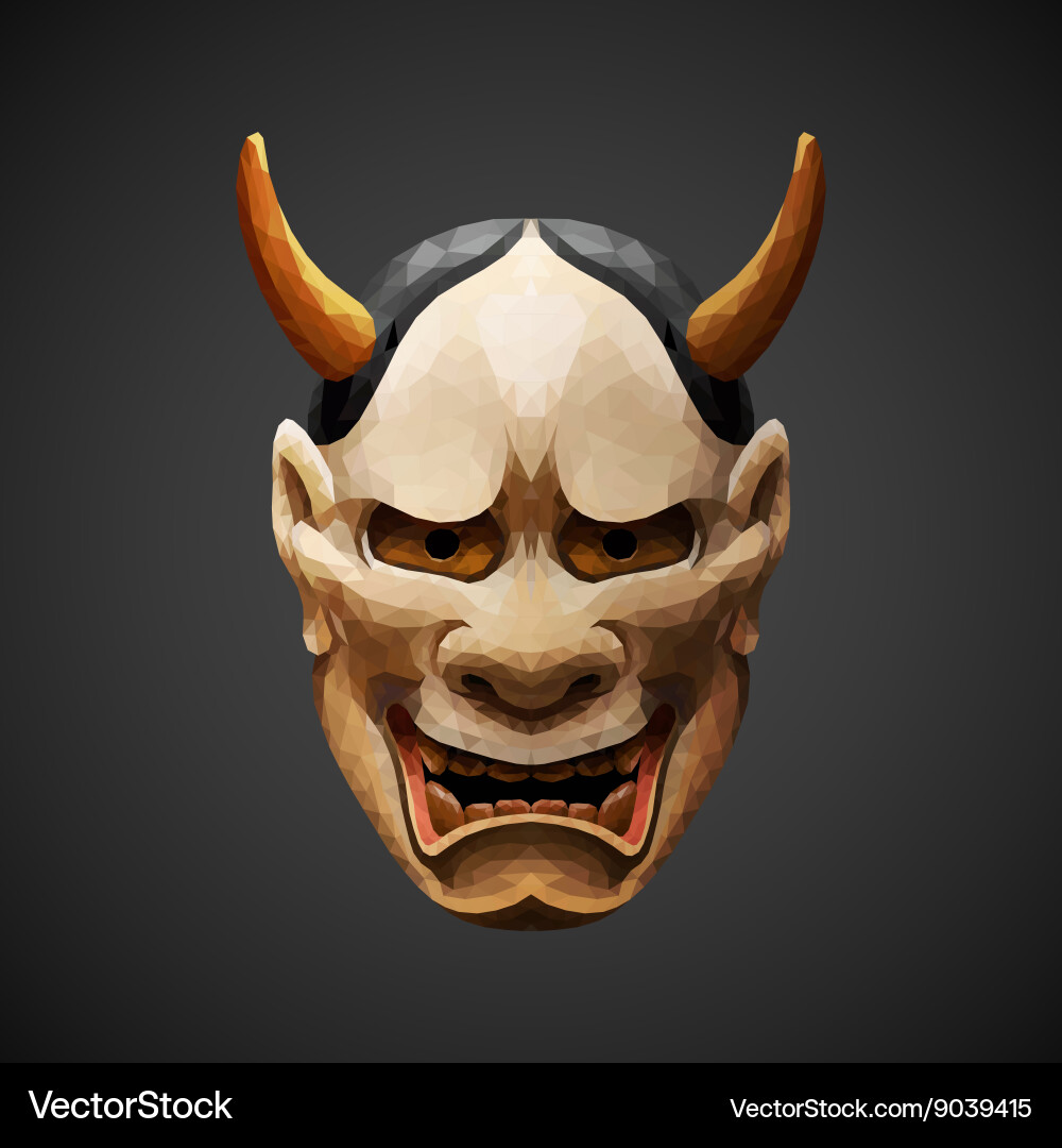 Hannya Noh Mask - Low Poly Vector Image