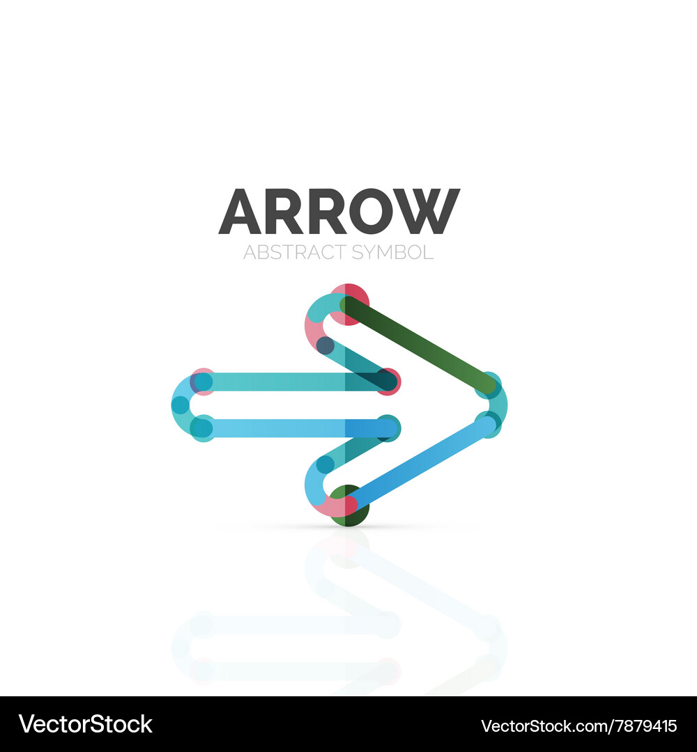Linear arrow abstract logo connected multicolored Vector Image