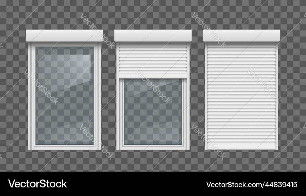 Realistic white window rollers in set isolated Realistic white window rollers in set isolated Vector Image