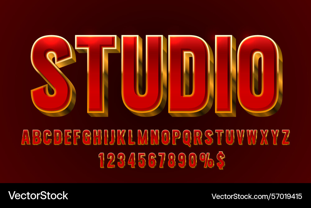 Studio font set collection letters and numbers Studio font set collection letters and numbers vector image