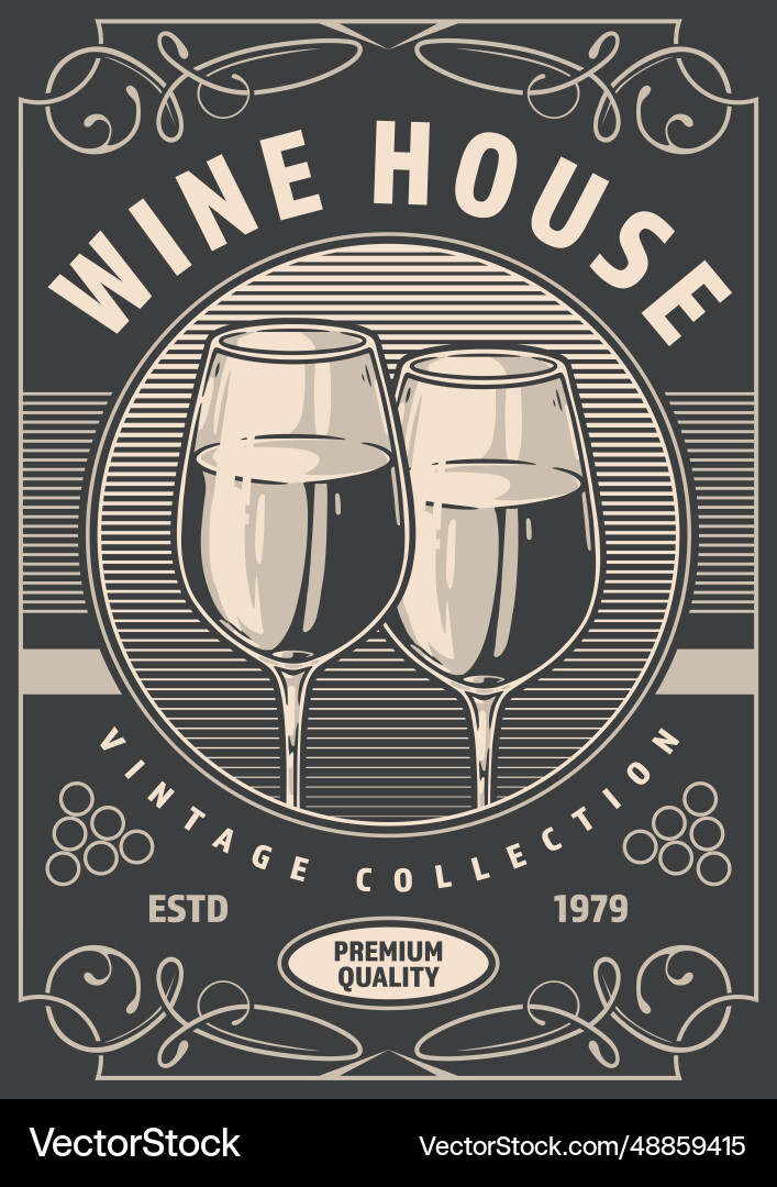 Weinhaus monochrome Vintage Flyer Weinhaus monochrome Vintage Flyer vektorbild