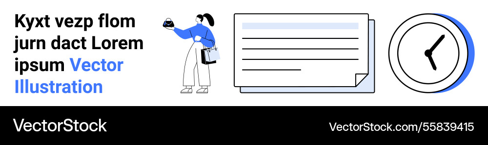 Woman interacting with task checklist and clock Vector Image