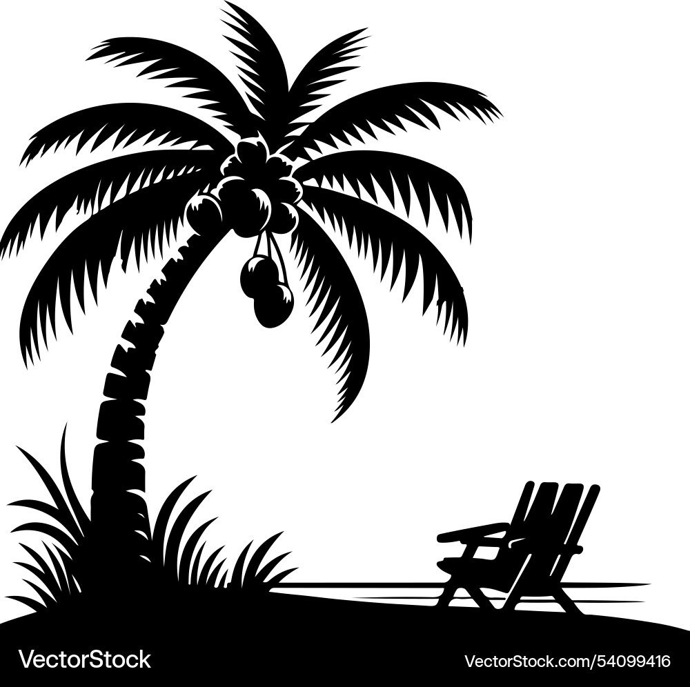 A silhouette image of palm tree A silhouette image of palm tree Vector Image