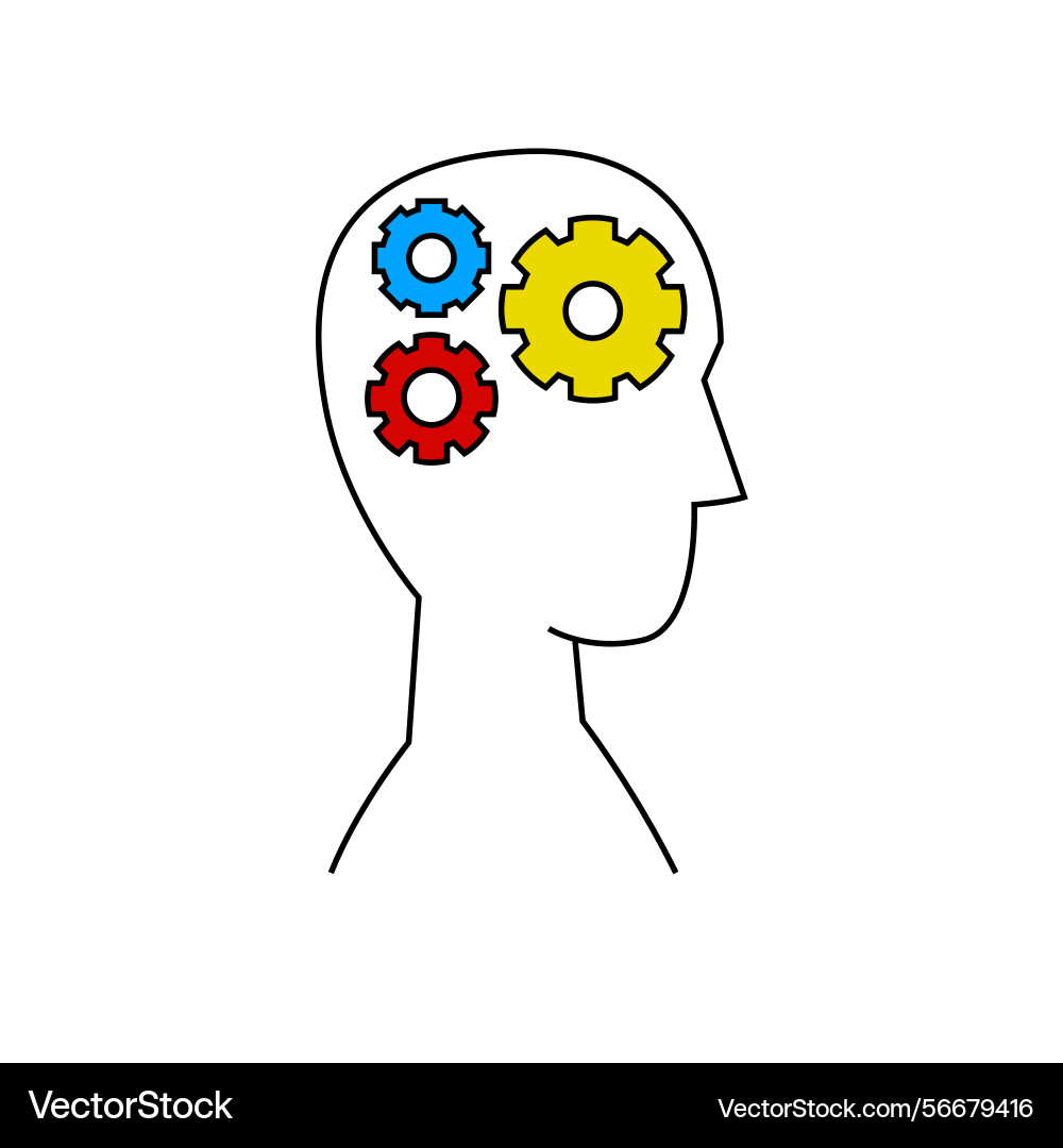 Brain filled with gears symbolizing mechanical Brain filled with gears symbolizing mechanical Vector Image