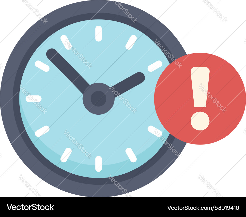 Clock showing time limit with exclamation point Clock showing time limit with exclamation point vector image