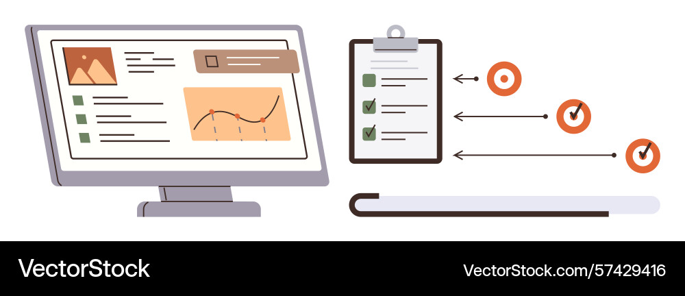 Data analysis with digital dashboard and task Data analysis with digital dashboard and task vector image
