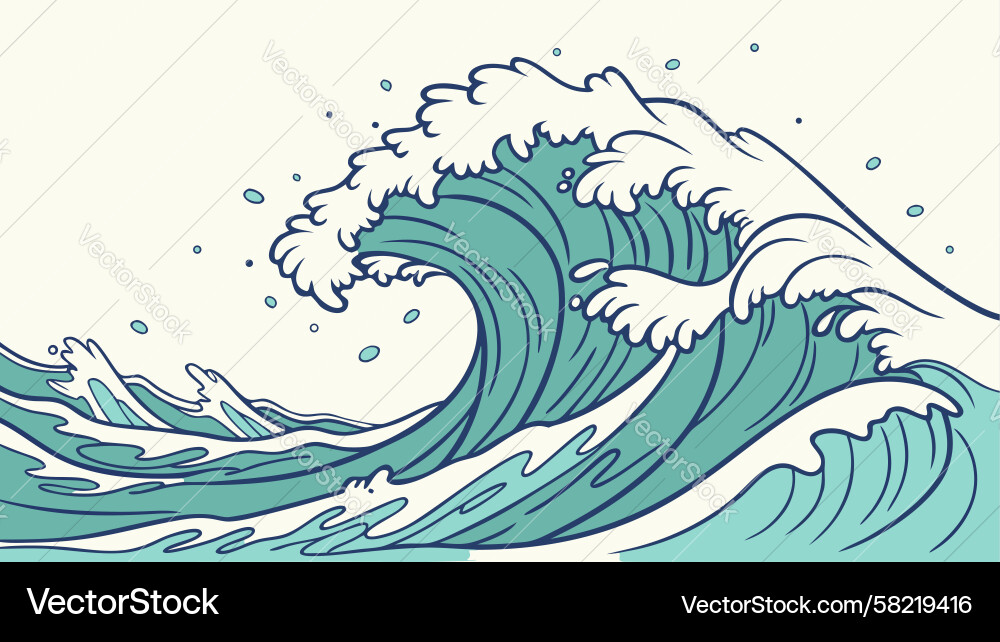 Dynamic Ocean Wave Curl Vector Image