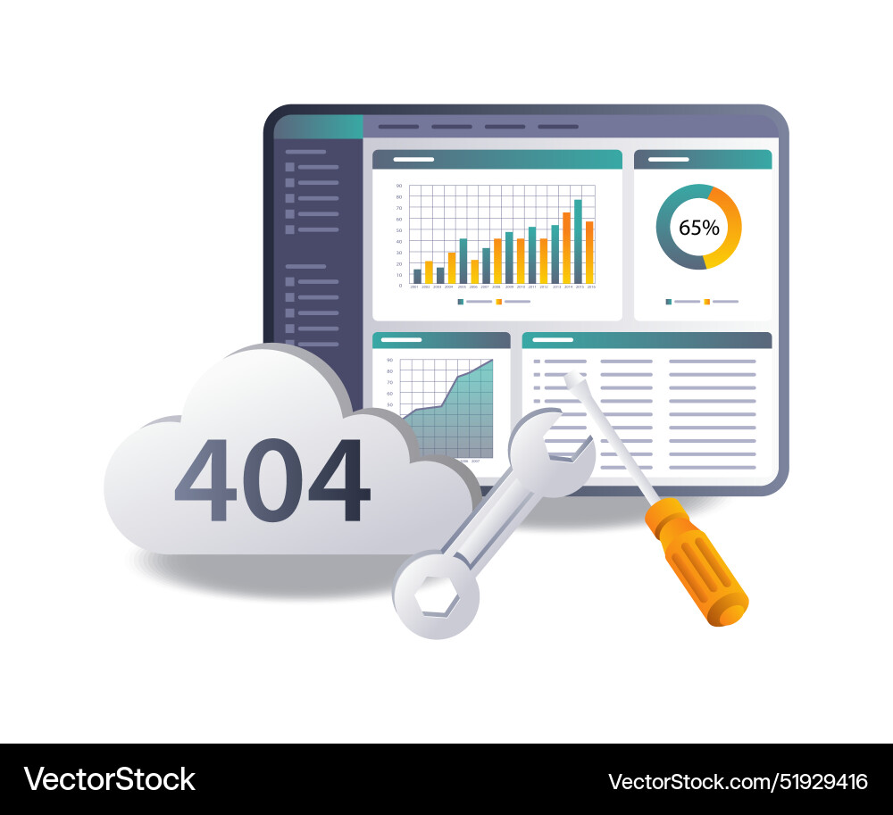 Evaluation of the warning error code 404 Evaluation of the warning error code 404 vector image