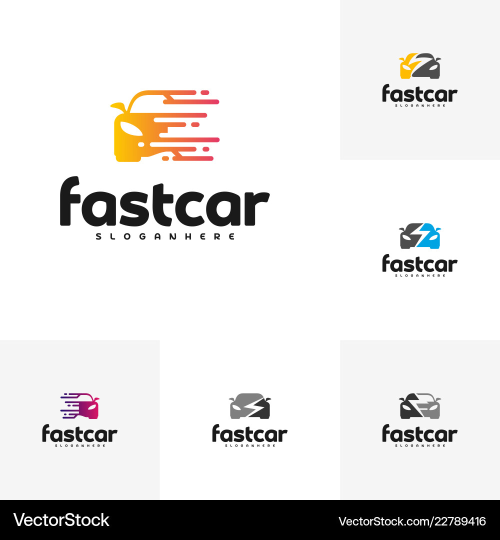 Fast Car Logo Templates - Electric Vehicle Set Vector Image