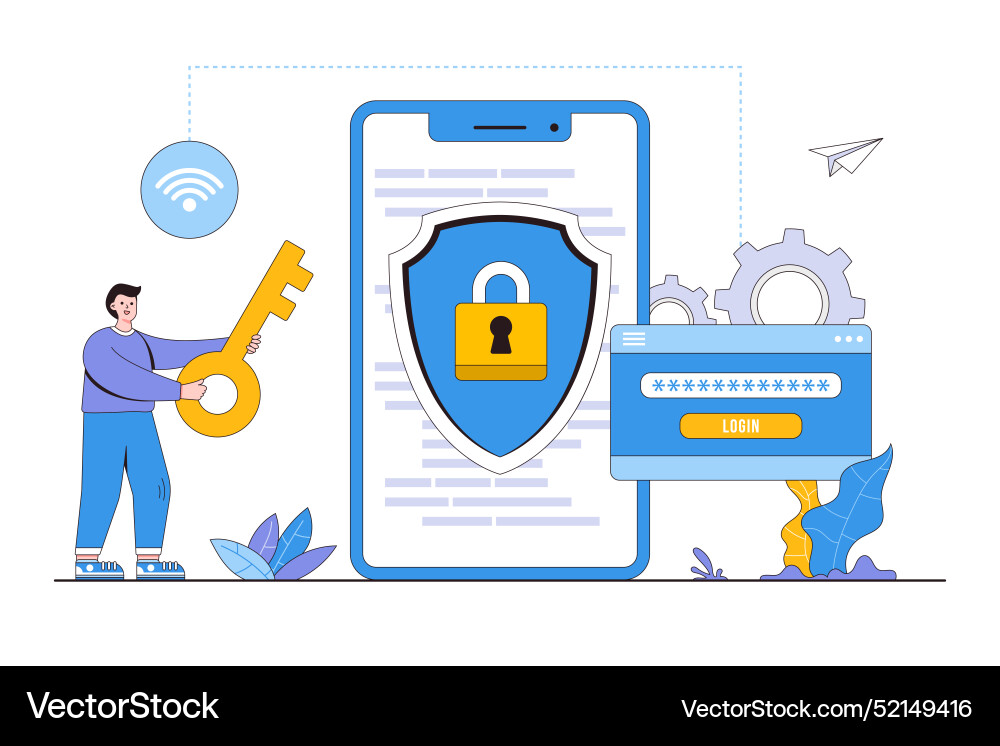 Flat developer setting security system Flat developer setting security system vector image