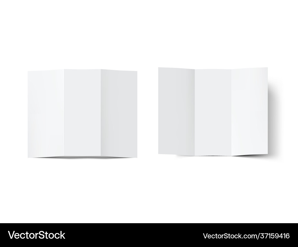 Front and back side open trifold paper leaflet Front and back side open trifold paper leaflet vector image