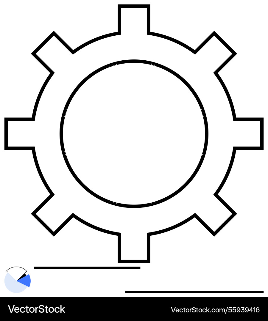 Gear outline with pie chart and lines representing Gear outline with pie chart and lines representing vector image