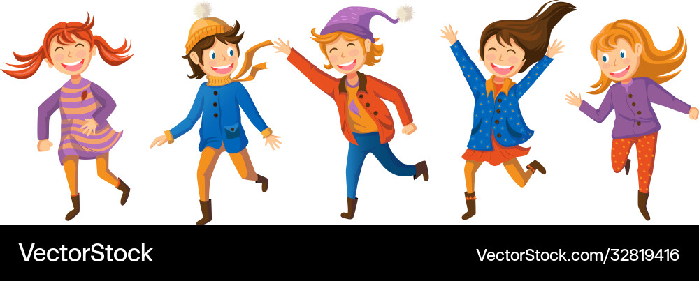 Kleine Kinder springen fröhlich und spielen Kleine Kinder springen fröhlich und spielen vektorbild