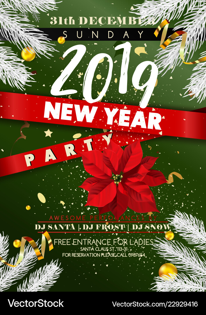 New year 2019 party invitation poster New year 2019 party invitation poster vector image