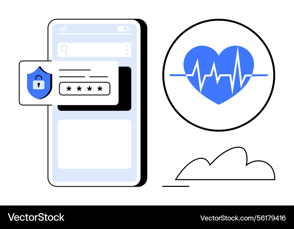 Secure digital health management with mobile app Secure digital health management with mobile app vector image