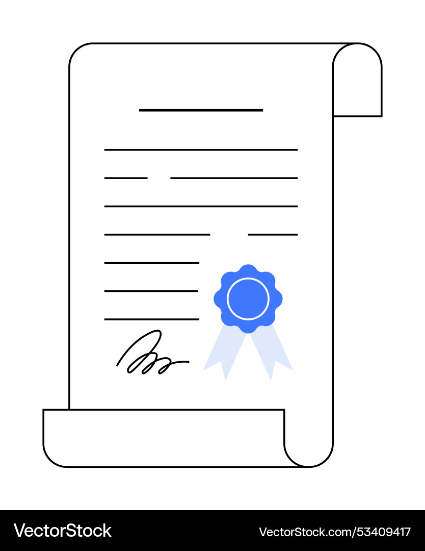 Abstract certificate scroll with blue Vector Image